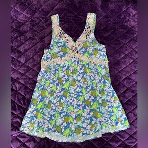 POL Blue Floral Lace Mini Dress